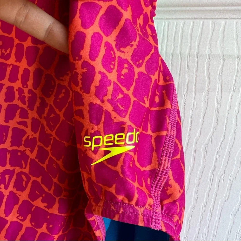 Speedo Pro LT Pink Pop Yellow Snake Print‎ Propel Back Swimsuit One Piece Pool 6